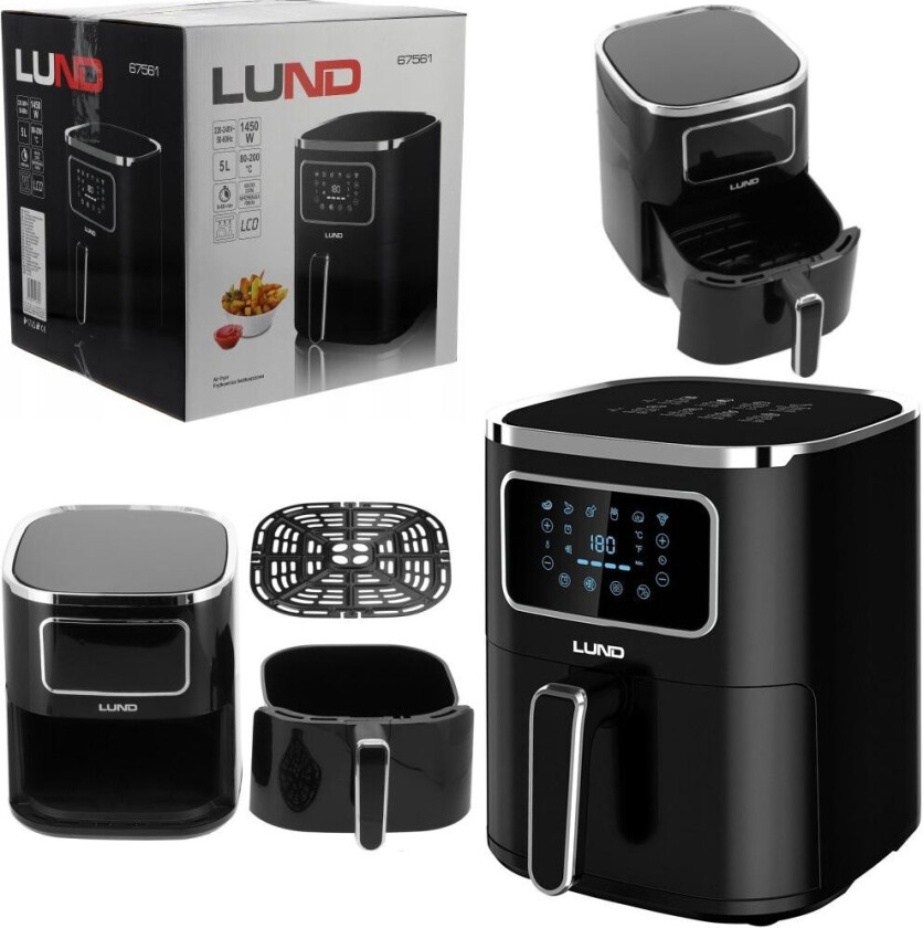 Lund 67561 Airfryer - 5L, 1450W - Svart