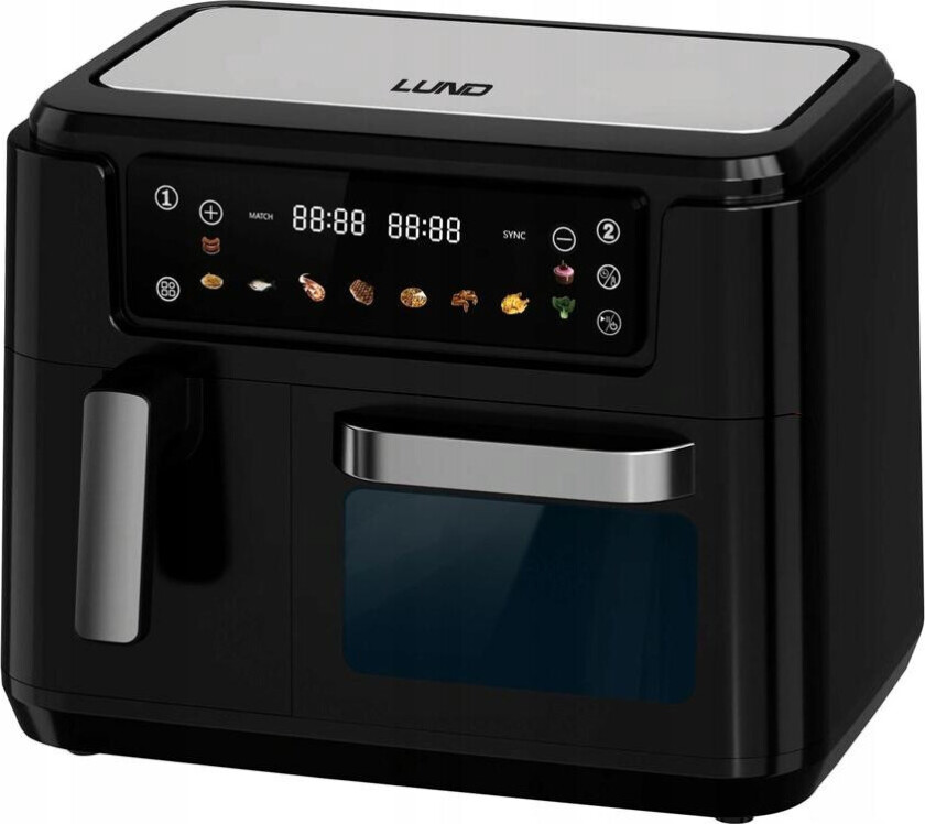 Lund 67564 Airfryer med 2 skuffer - 3,5L + 7,5L, 2400W - Svart