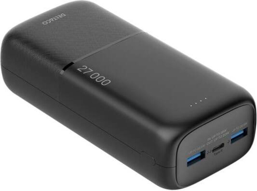 PB-C1011 - Powerbank 27 000 mAh - 2x USB-A 22.5W + 1x USB-C PD 20W - Black Nødlader - Svart - 27000 mAh