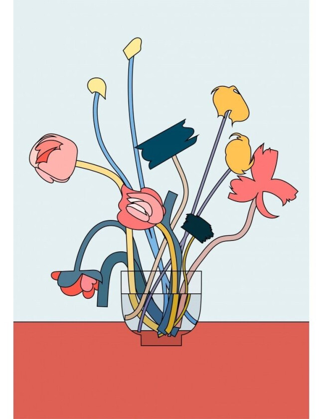 Flowers In A Glass Vase - 50x70 cm