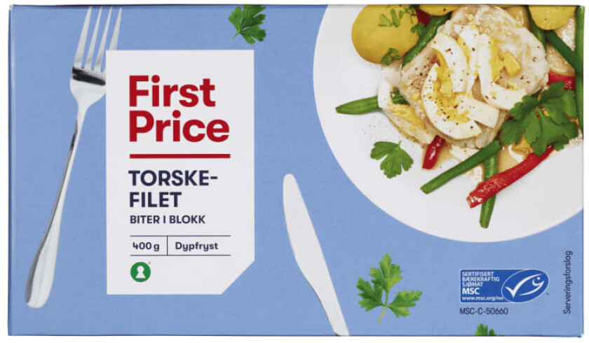 Torskefilet Blokk u/Skinn&Ben 400g Msc