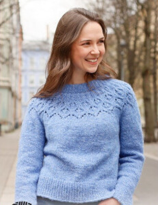 Rain Romance Sweater by DROPS Design - Genser Strikkeoppskrift str. S - XXX-Large