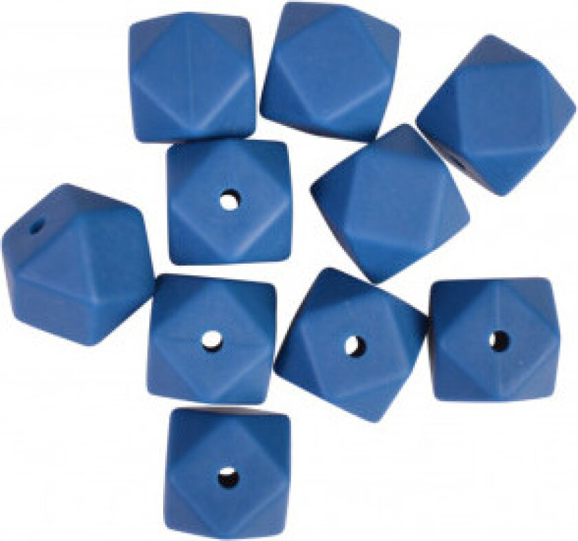 Perler Geometriske Silikon Marineblå 14mm - 10 stk