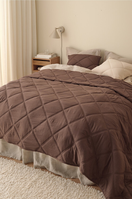 Sengeteppe Heaven Check - Brun