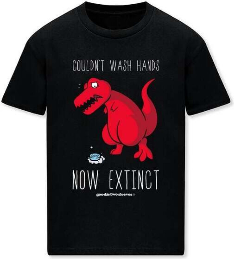 Fun T-skjorte - Couldn't Wash Hands - Now Extinct - M til 3XL - Herrer - svart