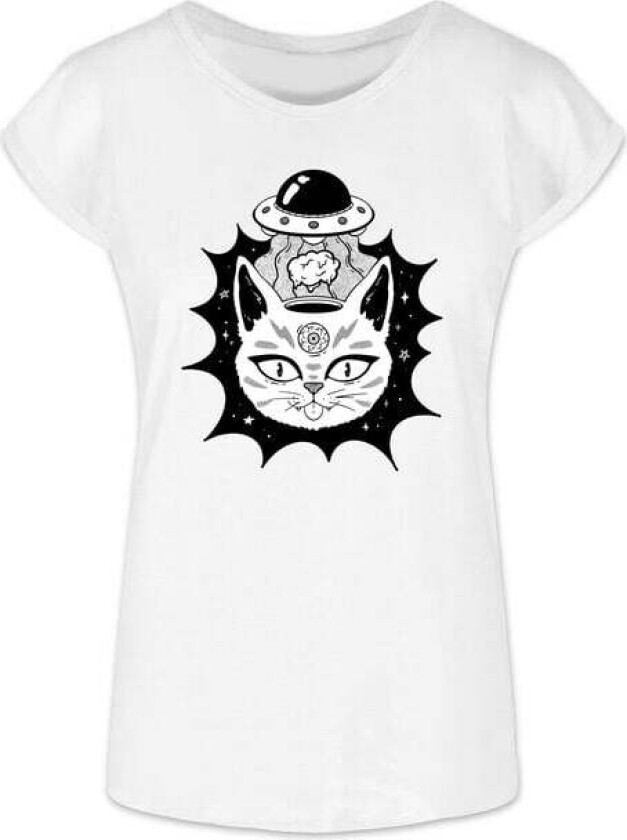 Fun T-skjorte - Trippy Cat - S til XXL - Damer - hvit