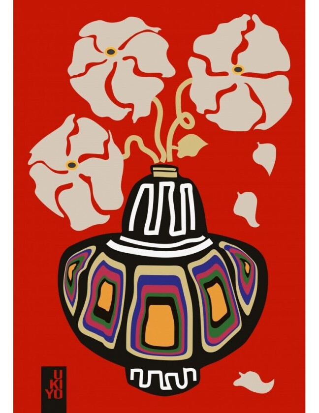 Ukiyo Vase Flower Rainbow Red - 50x70 cm