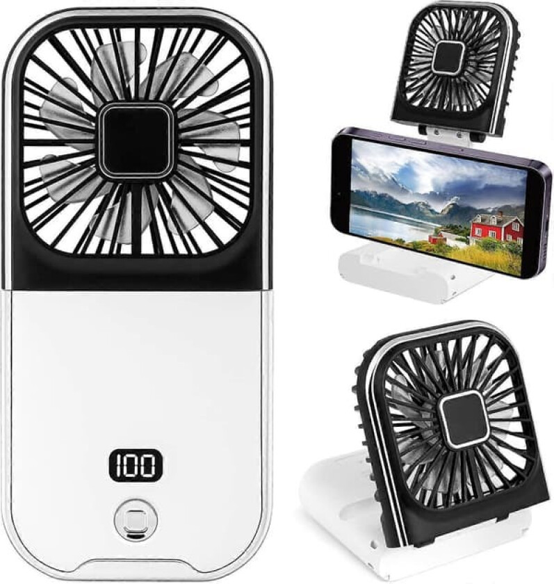 Sammenleggbar Håndholdt Vifte, Mini Bærbar Personlig Vifte USB Oppladbar Powerbank Vifte Halsvifte, Batteridrevet 180 Sammenleggbar Bordvifte Kjøling for Skrivebord