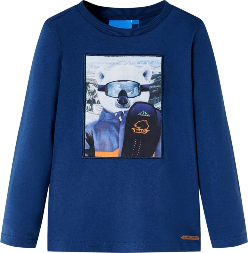 T-skjorte for barn med lange ermer jeans marineblå 116