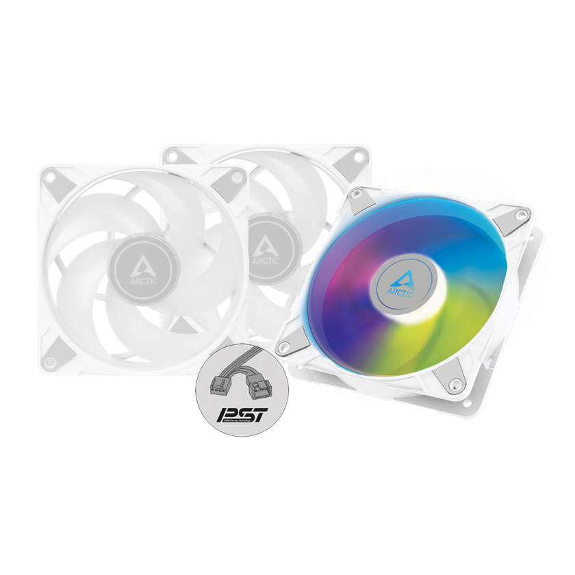 P12 PWM PST A-RGB - 3-pack value pack - Kabinettvifte - 120mm - Hvit med RGB-lys - 24 dBA