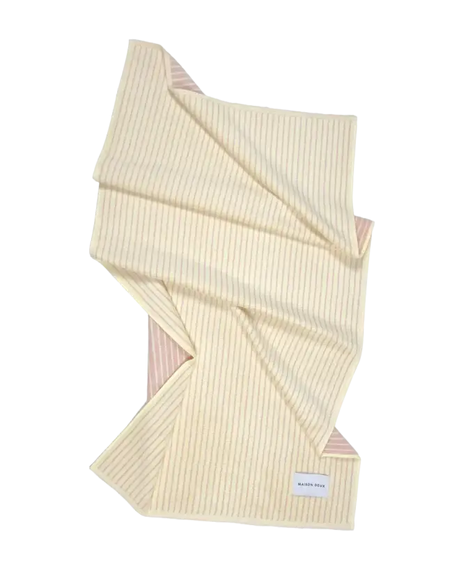 Dual Stripe Strandhåndkle Butter Yellow Pink 90x180 cm