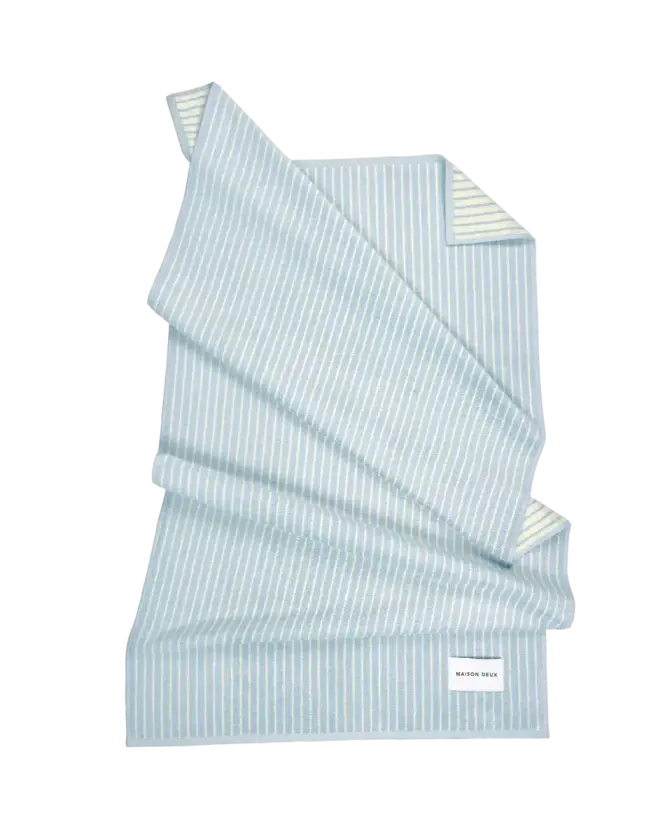 Dual Stripe Badehåndkle Blue Butter Yellow 70x140 cm