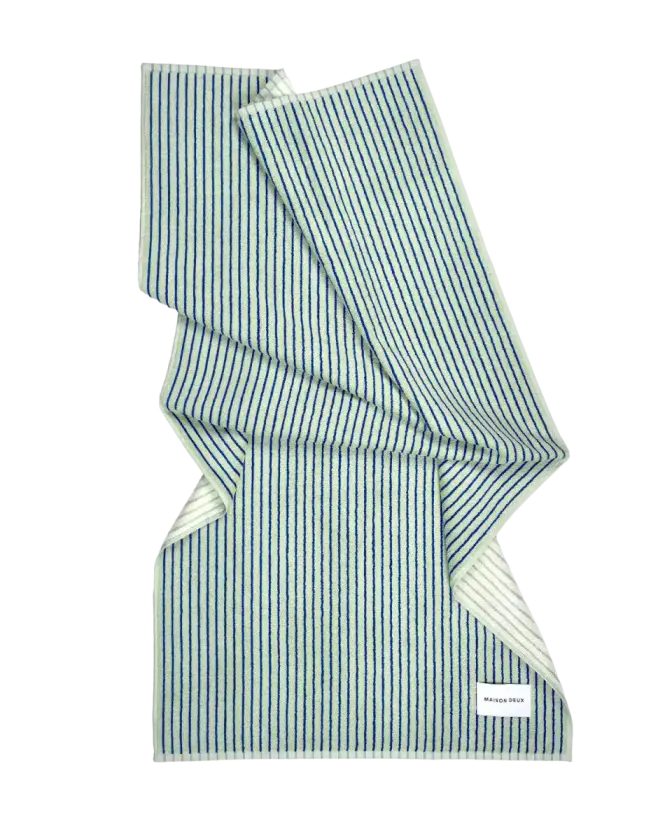 Dual Stripe Badehåndkle Sage Cobalt Blue 70x140 cm