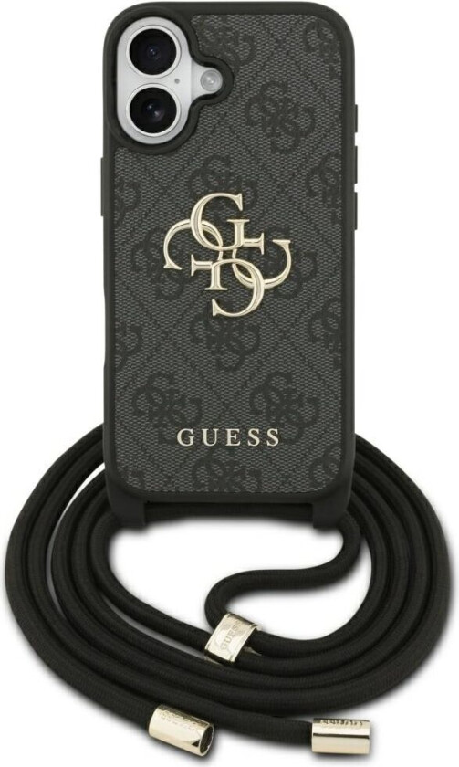 4G Big Logo Cord Stap Crossbody-etui til iPhone 17 – svart