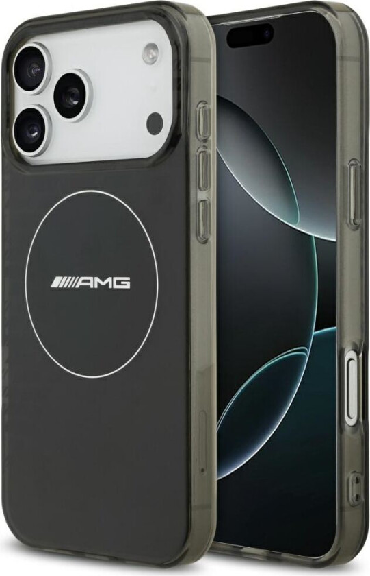 AMG dobbeltlags, gjennomsiktig MagSafe-etui med smock for iPhone 17 Pro Max – svart