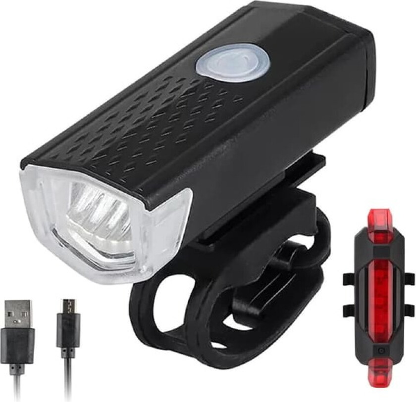 Sykkellykter foran og bak - Kraftig LED-lampe - Sykkellykt foran - Sykkellykt bak - Sykkellykt - LED-hovedlys