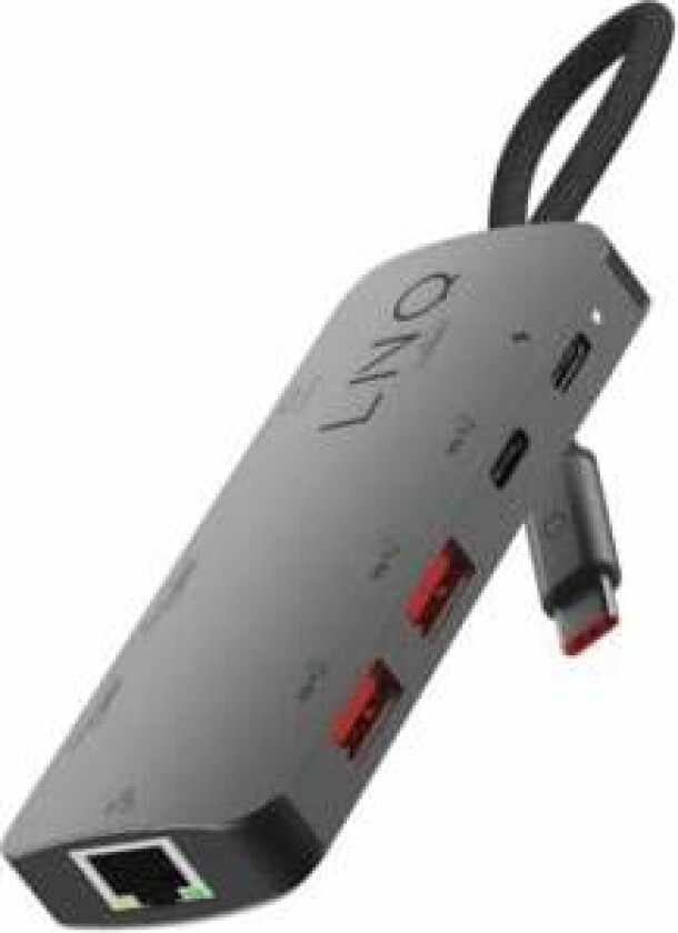 LinQ by Elements 8-i-1 USB-C Pro Studio Multiport Hub - 2 x USB-A 2.0 / 2 x USB-A 3.2 / 2 x USB-C / HDMI (8K) / RJ45 Ethernet - Space Grey