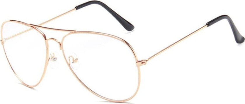 Retro RoseGuld Pilot Aviator Glasses Clear Glass Clear Glass uten styrke