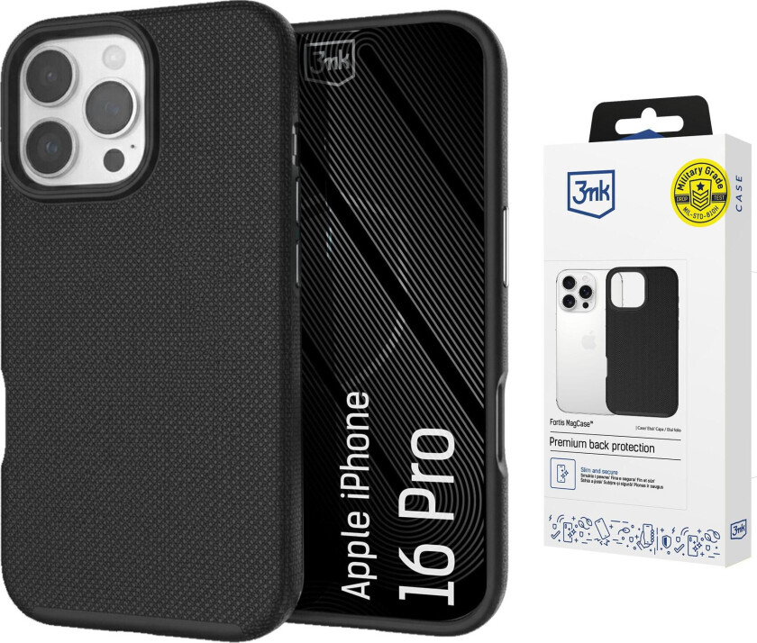 3mk Fortis MagCase til iPhone 16 Pro – svart