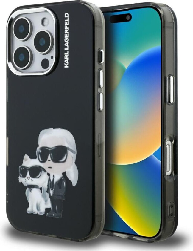 IML Aquarelle Karl & Choupette & Logo-etui til iPhone 16 Pro Max – svart