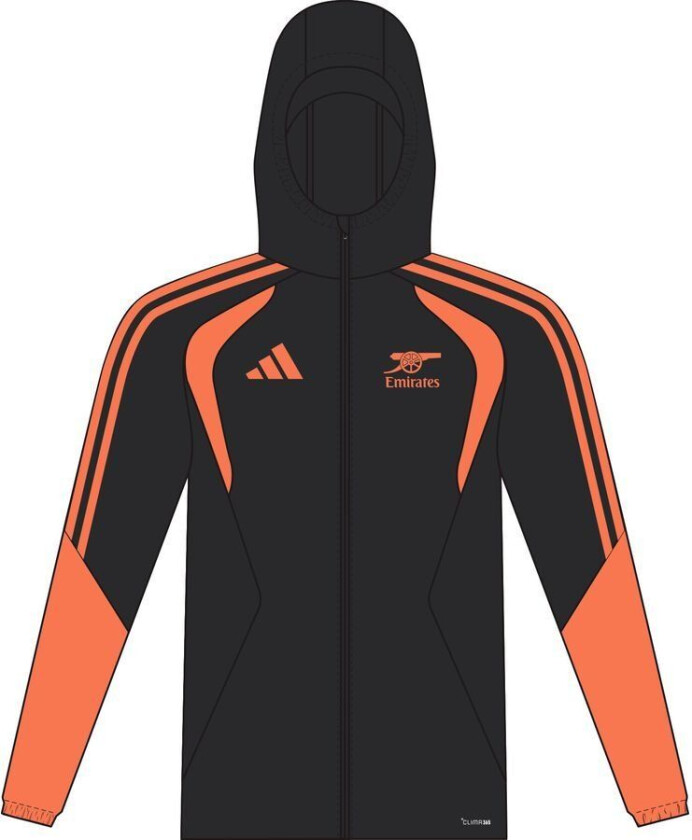 Arsenal Regnjakke - Svart/oransje - adidas, størrelse Medium