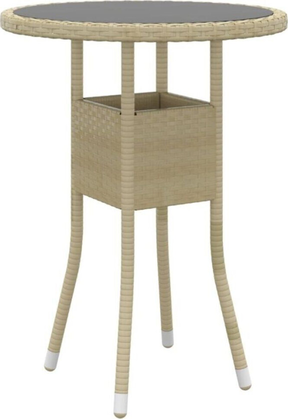 Hagebord Ø60x75 cm herdet glass og polyrotting beige