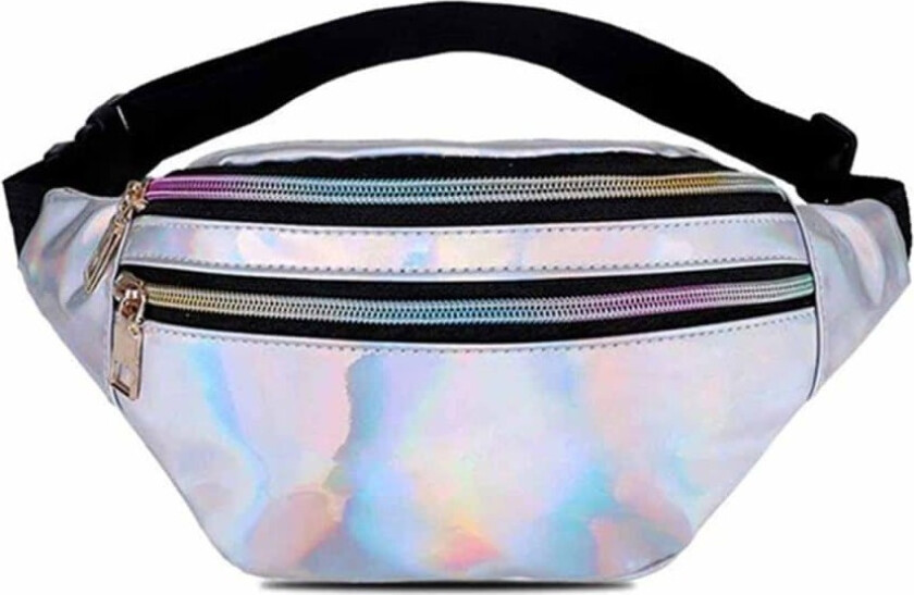 Glanset metallisk midjepose Magepose Kors kropp Bum Bag - Sølv
