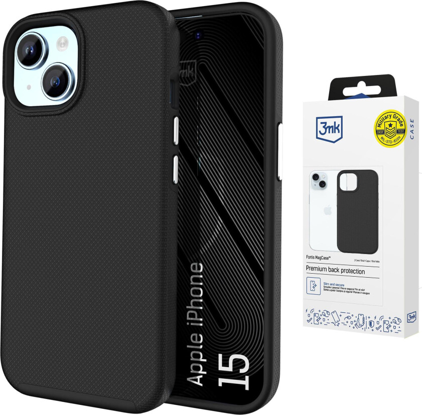 3mk Fortis MagCase til iPhone 15 – svart