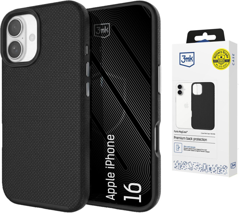 3mk Fortis MagCase til iPhone 16 – svart