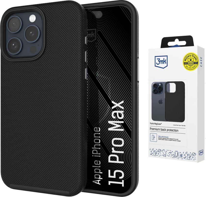 3mk Fortis MagCase til iPhone 15 Pro Max – svart