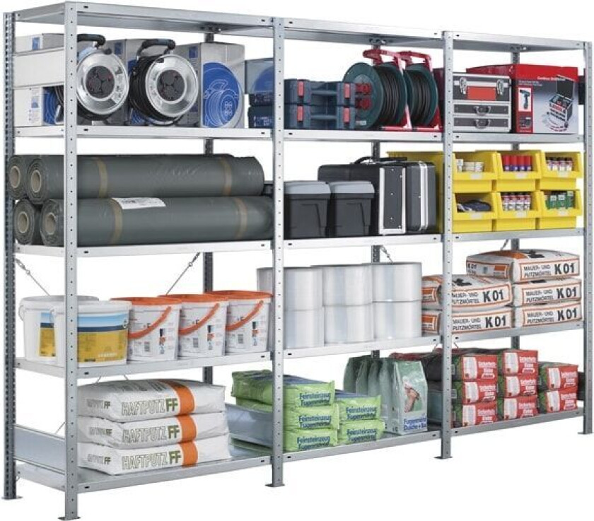 Bilde av Schulte Lagertechnik Startsektion Boltless lagerreol, rygkryds 3000x1000x400 250 kg/hylde