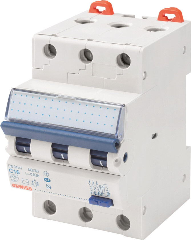 Jordfeilautomat 320C 20A 3-pol 3 mod C-kar GW94348