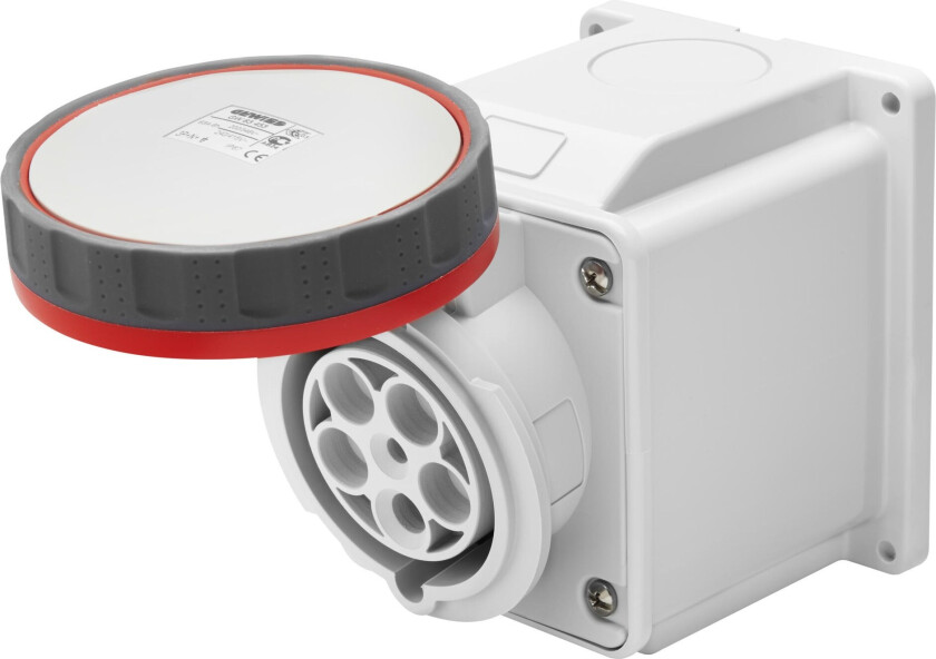 STIKK 10°, PÅVEGG, 63A 3P+N+J, 400V, 6H, IP67 - GW63453