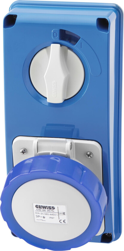 låsbar forriglet kontakt 32A 3P+J 230V IP67 GW66216N