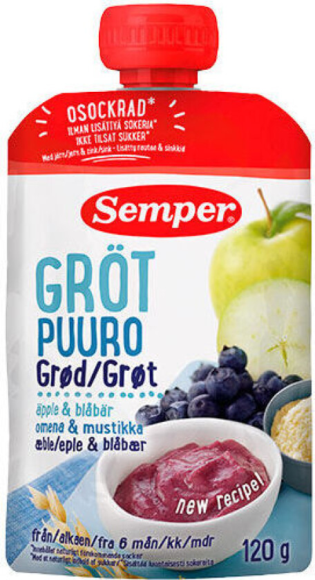 Semper Grøt Blåbær/Eple 6md