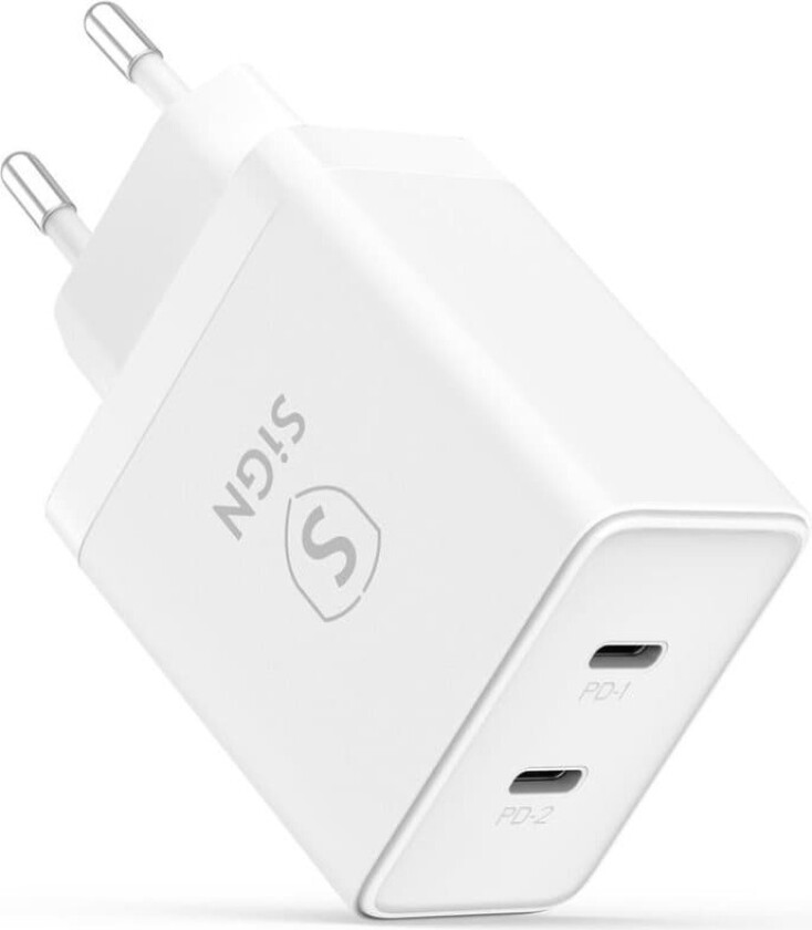 SiGN Dual USB-C PD Lader 40W - Hvit