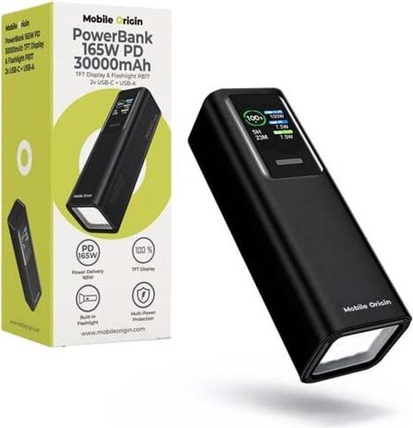 PB17 PowerBank | TFT Display & Flashlight | 2x USB-C + 1x USB-A | 30000 mAh - 30000 mAh