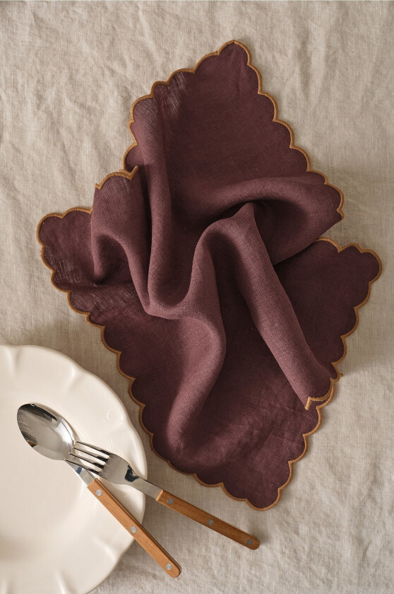 Servietter Malva Scallop 40x40 cm 2-pk - Rød