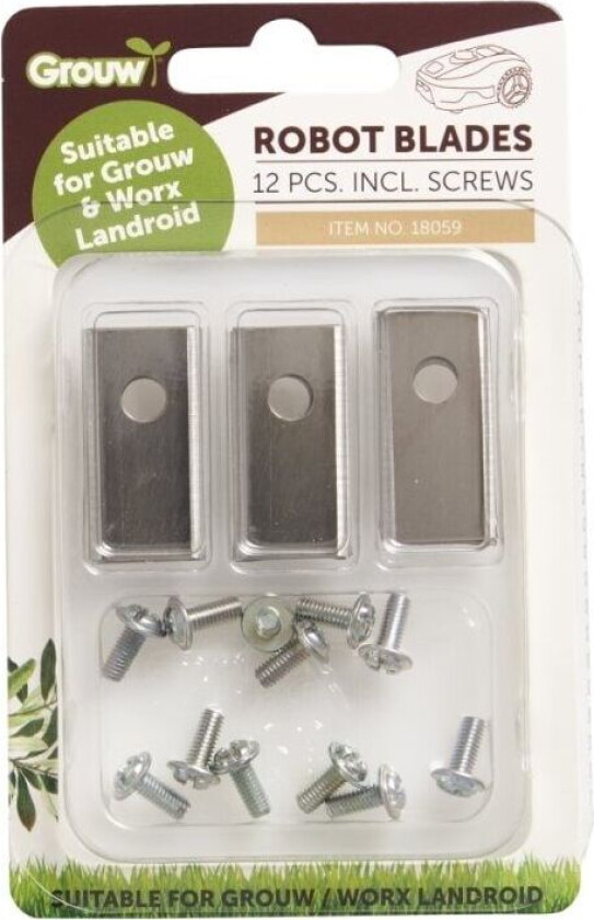 - Kniver til robotgressklippere - Passer til og Worx Landroid - 12 stk. inkl. skruer