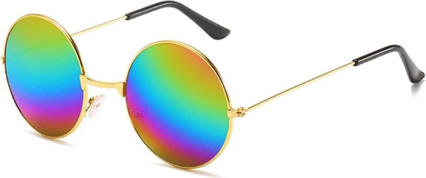 Runde solbriller Gold Rainbow Mirror Glass + Senile String