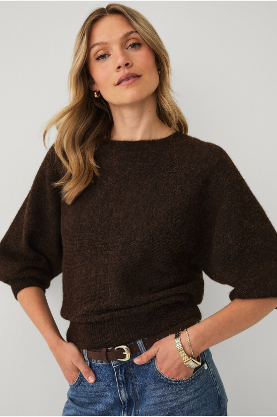 Pullover med ermer 3/4 lang - Brun