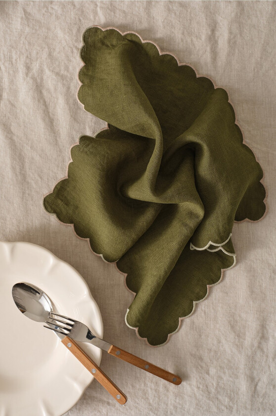 Servietter Malva Scallop 40x40 cm 2-pk - Grønn