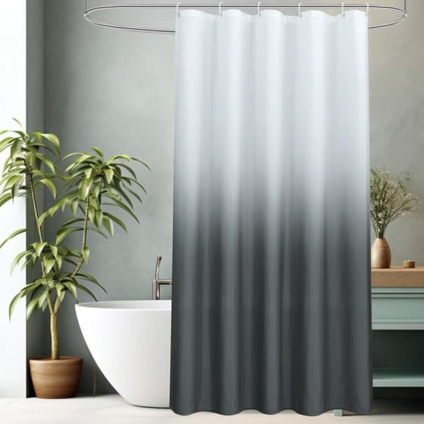 Ombre stoff dusjforheng vanntett muggbestandig polyester med kroker for baderom hjem hotell grå hvit 180x200cm