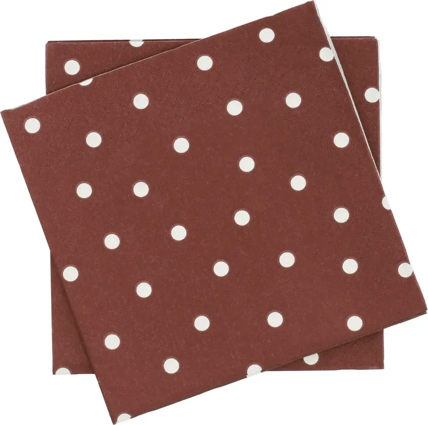 Fine dots papirserviett Vinrød-hvit, 20‑pakning, 33x33 cm