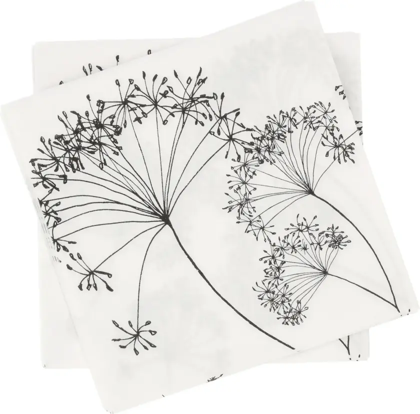 Botanical papirserviett Hvit-svart, 20‑pakning, 33x33 cm
