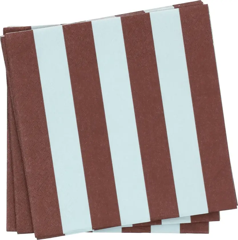 Bold Stripe papirserviett Vinrød-blå, 20‑pakning, 33x33 cm