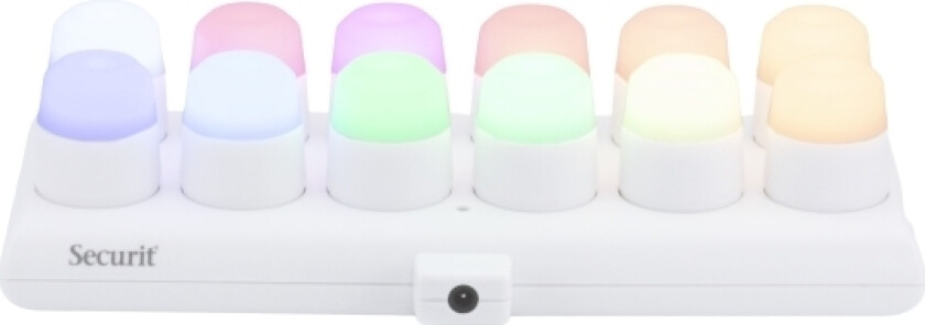 Securit® sett med 12 stk. AYLA glasslysestaker og LED telys, grå/farget + hvitt lys