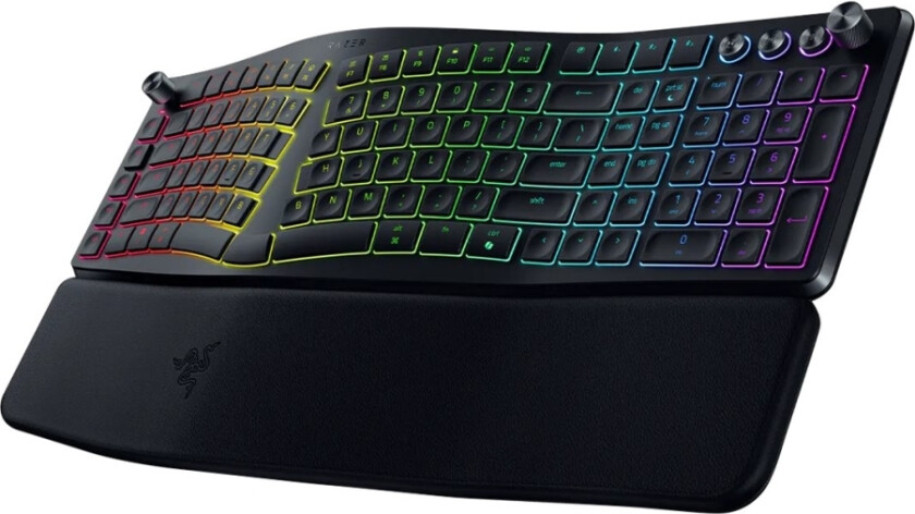 Pro Type Ergo - Tastatur - lavprofil - bakgrunnsbelyst - trådløs - 2.4 GHz, Bluetooth, USB-C - QWERTY - USA