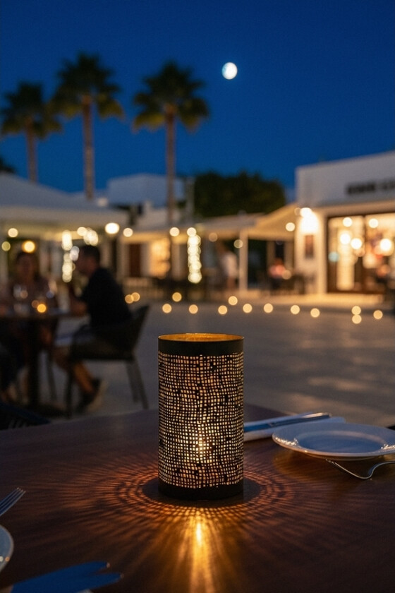 Securit® sett 12 stk. IBIZA metallstaker og LED telys, hvitt lys