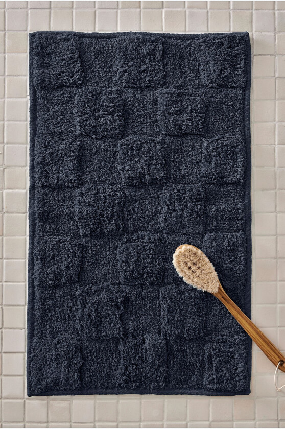 Badematte Saga Check - Blå
